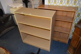 Two Three Height Pine Effect Bookshelves