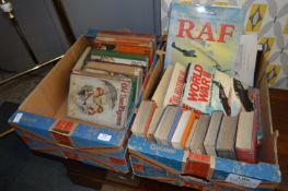 Two Boxes of Books Including Children's Annuals, Royal Air Force and Other Vintage Books