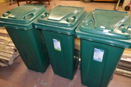 Three Green 140L Wheelie Bins