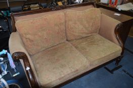 Walnut Framed Victorian Style Two Seat Sofa