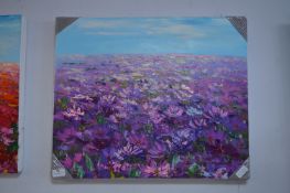 Unframed Printed Canvas Depicting Purple Floral Field