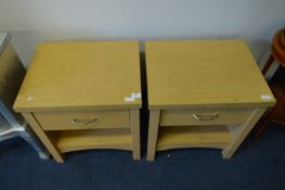 Pair of Light Oak Single Drawer Side Cabinets