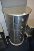 Silvered Six Drawer Half Round Chest