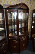 Darkwood Mirrored Back Three Door Glazed Wall Unit (Matching lot 406)