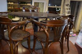 Circular Darkwood Table on Metal Support