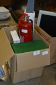 Box Containing First Aid Kit, Plasters, Fire Extinguisher, etc.