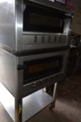 Two Deck Gas Fired Pizza Oven on Stand