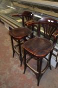 Pair of Bentwood High Seat Barstools