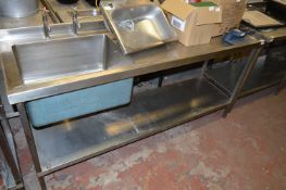 *Stainless Steel Sink Unit with Right Hand Drainer, Undershelf and Pillar Taps