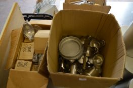 *Two Boxes of New Stainless Steel Ware; Sauce Boats, Teapots, etc.