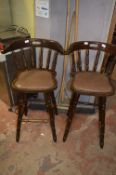 Pair of Spindleback High Seat Barstools