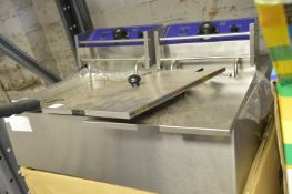 *Double Basket Double Compartment Countertop Electric Fryer