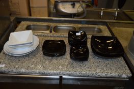 Assorted Black and White Square Pottery