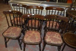 Six Stickback Dining Chairs with Upholstered Seats