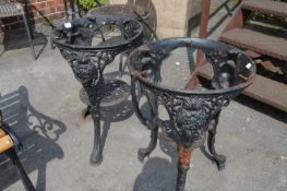 Pair of Cast Iron Pub Tables with Britannia Heads