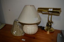 Brass Effect Desk Lamp and a Table Lamp with Shade