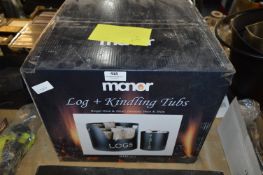 Black Metal Log and Kindling Tubs