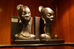 Pair of Pottery African Lady Bookends