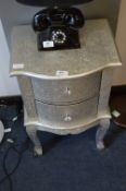Silvered Two Drawer Side Cabinet