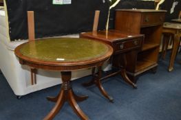 Mahogany Circular Side Table, Drop Leaf Side Table and a Small Hall Shelf Unit