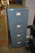 Grey Metal Four Drawer Filing Cabinet