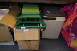 Box Containing Books, Photo Frames, Garden Kneeling Stool and a Cool Box