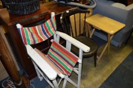 Folding Garden Chair, Two Folding Side Tables and a Stickback Ibex Dining Chair