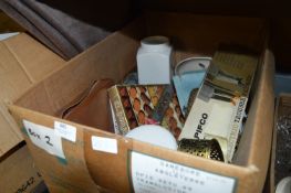 Box Containing Decorative Vase, Cake Plates, Storage Containers, Tea Pot, Vanity Set, etc.