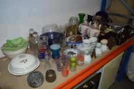 Large Quantity of Pottery and Glassware, Teapots, Scales, Pressure Cooker, Part Tea Sets, Ornaments,