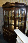 Rosewood Glazed Four Door Mirrored Back Wall Unit