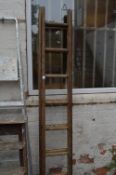 Sixteen Rung Extending Wood Ladder