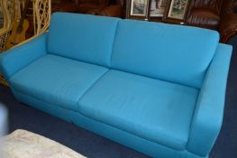 *Blue Upholstered Sofa Bed with Drop Arms