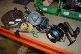 Vintage Fishing Reels; Two Multipliers, Two Fixed Spool and One Scarbrough Reel