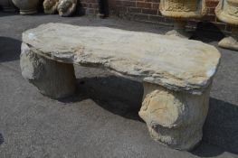 Reconstituted Limestone Garden Bench with Tree Stump Supports
