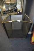 Metal Black Mesh and Brass Three Fold Fire Screen