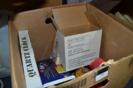 Box Containing Wall Clock, Honey Jars, Paint Roller Set, Mirror, Travel Mugs, etc.