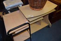 Pine Effect Computer Table and Trolley Table with Slider