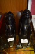 Pair of African Carved Ebony Wall Mounted Head Figures