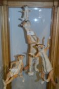 Three Meerkat Pottery Figurines