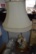 Decorative Italian Pottery Table Lamp and Shade