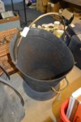 Black and Brass Handled Coal Bucket