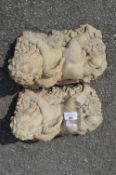 Pair of Reconstituted Limestone Garden Cherubs