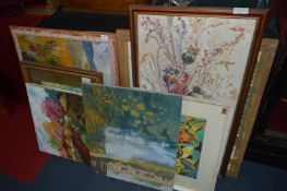 Large Selection of Framed and Unframed Oils on Board and Canvas