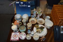Selection of Pottery Including Aynsley Dish, Decorative Plates, Ornaments, etc.
