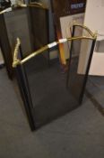 Metal Black Mesh and Brass Three Fold Fire Screen