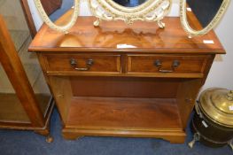 Walnut Hall Cabinet with Two Drawers and Single Shelf