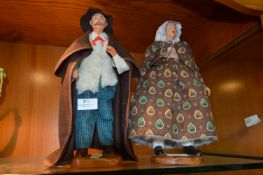 Pair of Pottery Figurines in Eighteenth Century Dresswear