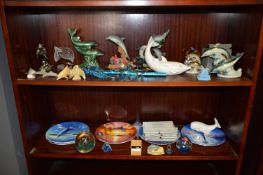 Collection of Dolphin Related Ornaments and Collectors Plates