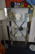Five Height Chrome and Glass Shelf Unit