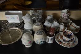 Decorative Part Tea Sets, Glass Dish and Silver Plated Condiment Tray